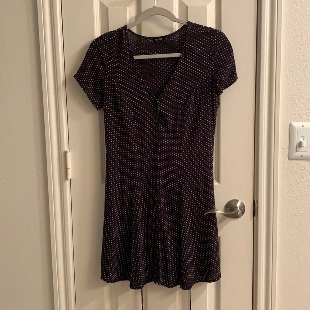 Short sleeve black and white polka dot dress small(4)